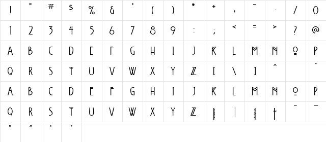 CK Gatsby Regular  glyph index