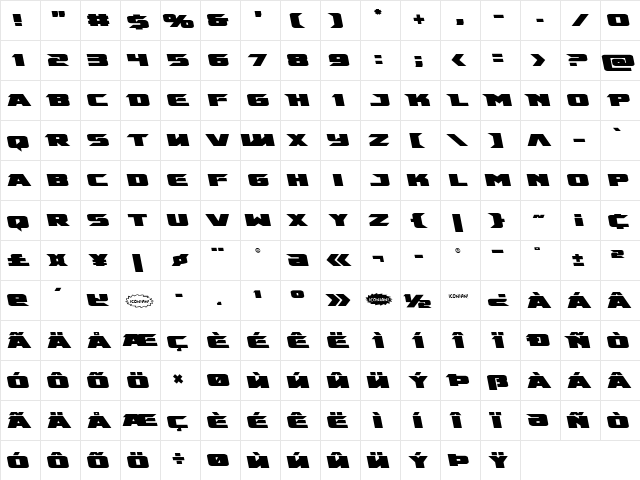 Emissary Leftalic Italic  glyph index