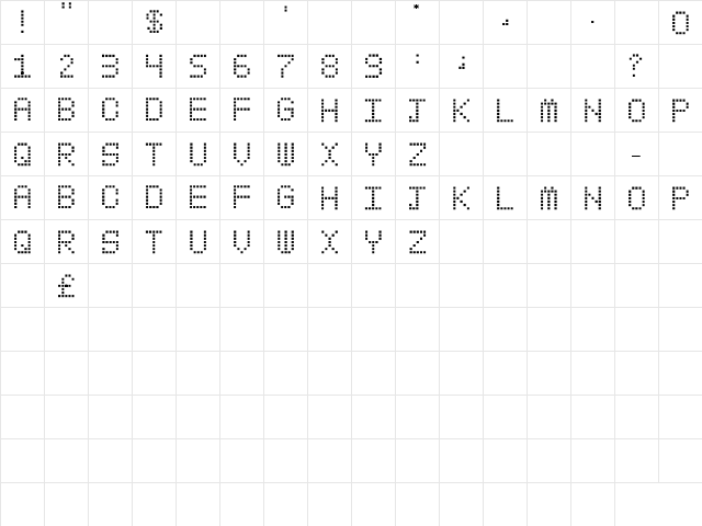 My Pager Regular  glyph index