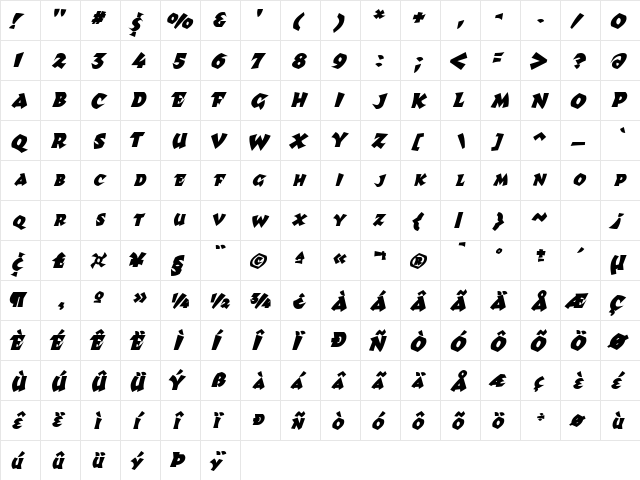 DustupSCapsSSK BoldItalic  glyph index