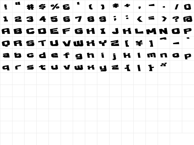D3 Egoistism extra Regular  glyph index
