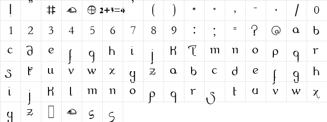 HandScript LCase 4LR Normal  glyph index
