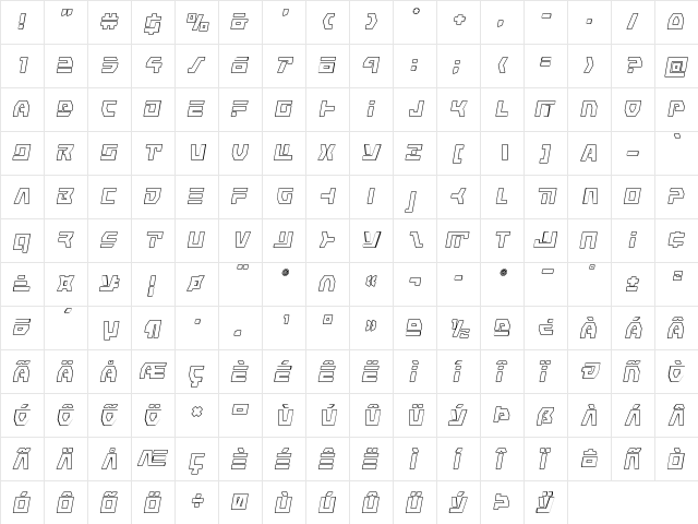 Command Override Outline Italic Outline Italic  glyph index