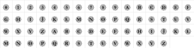 Spider_Web_Mono Regular  glyph index