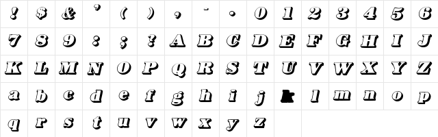 ChuronShadowSSK Italic  glyph index