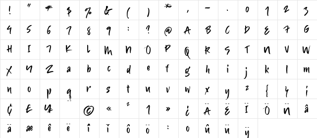 Bosnia Regular  glyph index