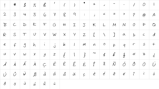 MichaelFont Medium  glyph index