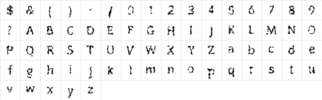 outofink Regular  glyph index
