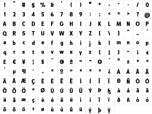 CstBerlinWest Bold  glyph index