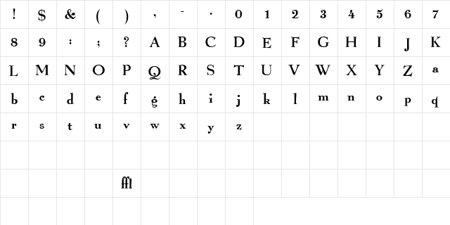 CaribeSSK Regular  glyph index