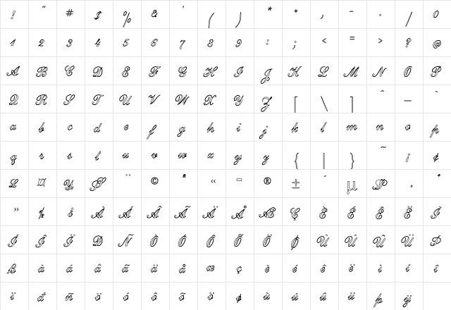Excellence Ho Regular  glyph index