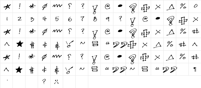 Foul Mouth Regular  glyph index