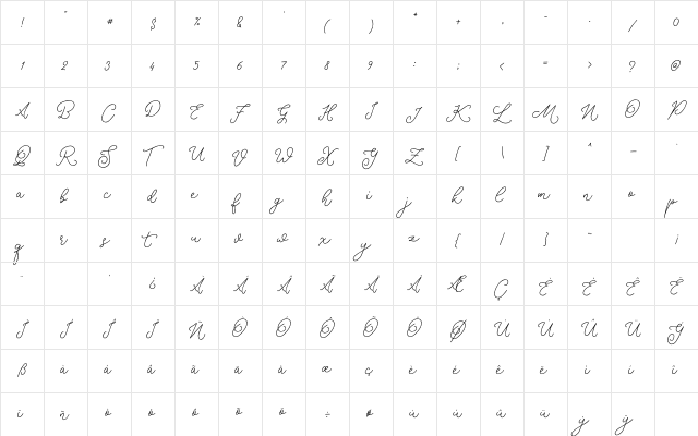 Rotters Regular  glyph index
