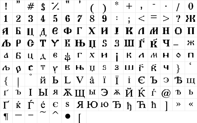 MakCirStSl Regular  glyph index