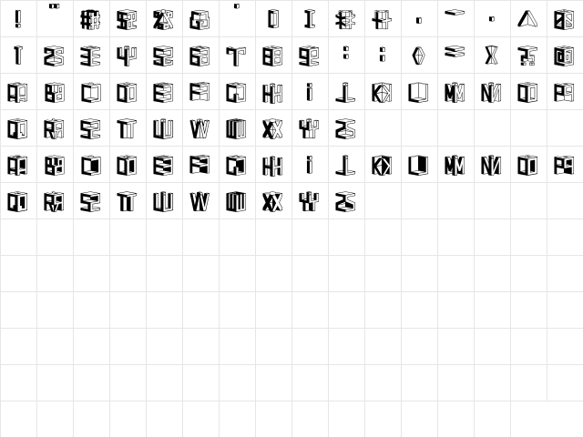 DDD Cubic Regular  glyph index