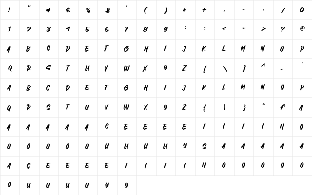 Letter Marker Regular  glyph index