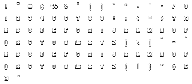 Mutant Academy DC BB Regular  glyph index