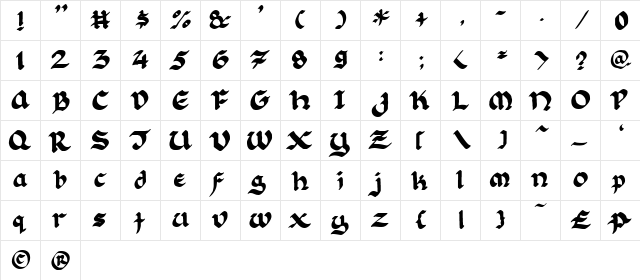Florante at Laura Regular  glyph index