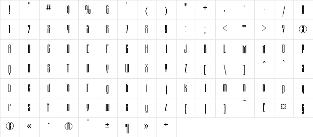 MontblancC Regular  glyph index
