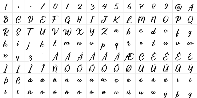 Brillotus Regular  glyph index