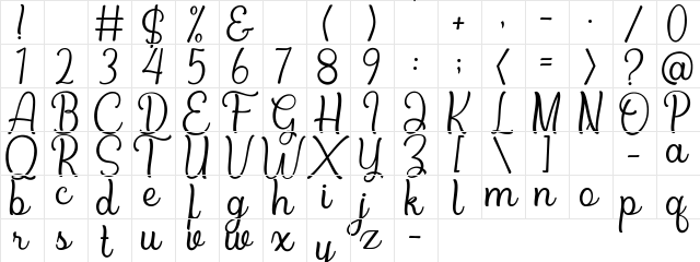 Bradlay Demo Regular  glyph index