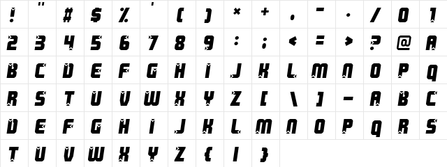 Killer boots Regular  glyph index