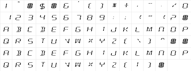 Digital Readout Expanded Regular  glyph index