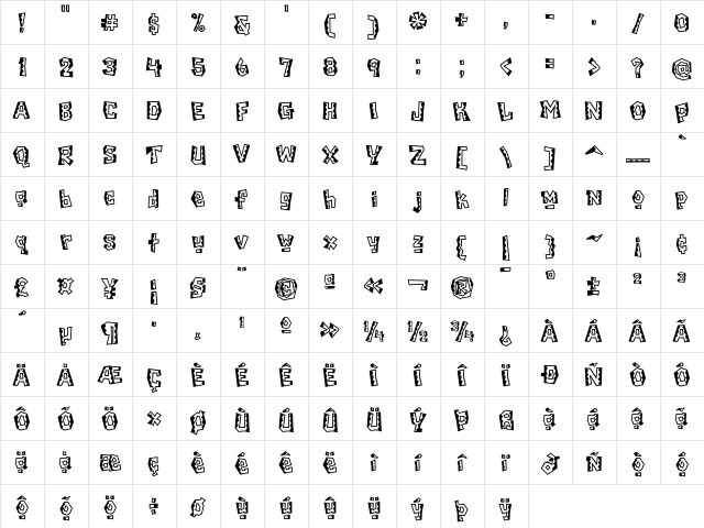 ChiladaICG Cuatro  glyph index