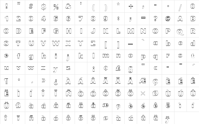 URWGroteskTBolOu1 Regular  glyph index