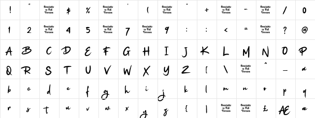 Anne Elya Regular  glyph index
