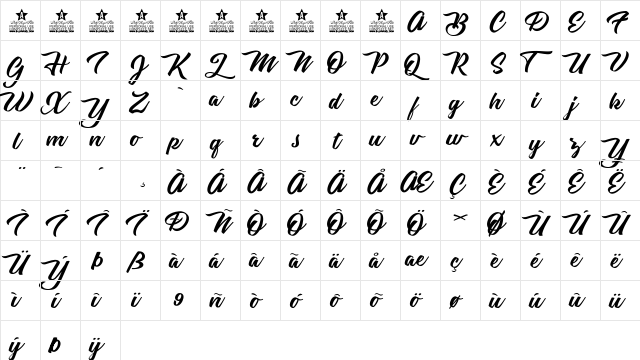 Carpenters Personal Use Regular  glyph index