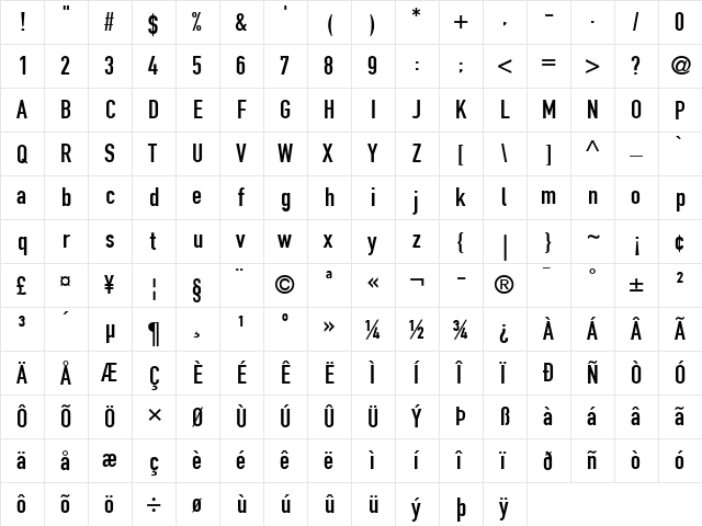 DINEngschrift LT Alternate Regular  glyph index