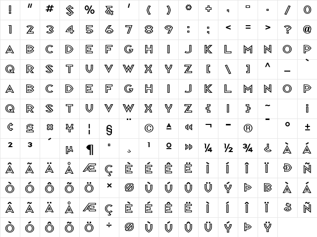 Republik Sans ICG 03 Regular  glyph index