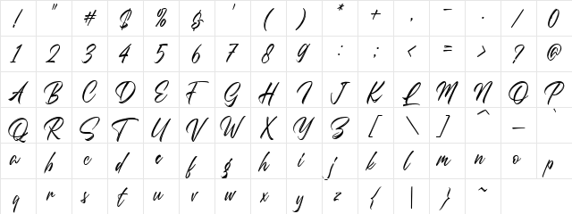 Questario Regular  glyph index