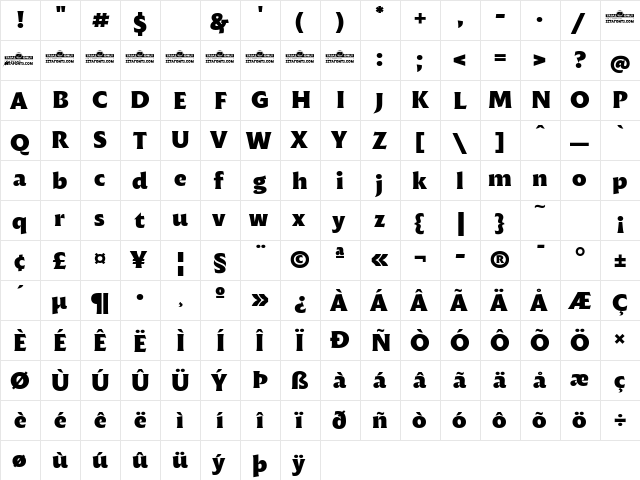 Malik Trial Extrabold  glyph index