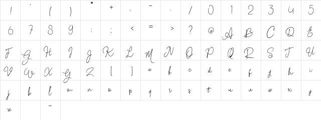 Delillah Regular  glyph index