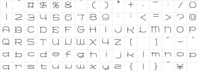 Eurolayeee Regular  glyph index