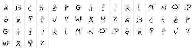 Bestioles Regular  glyph index