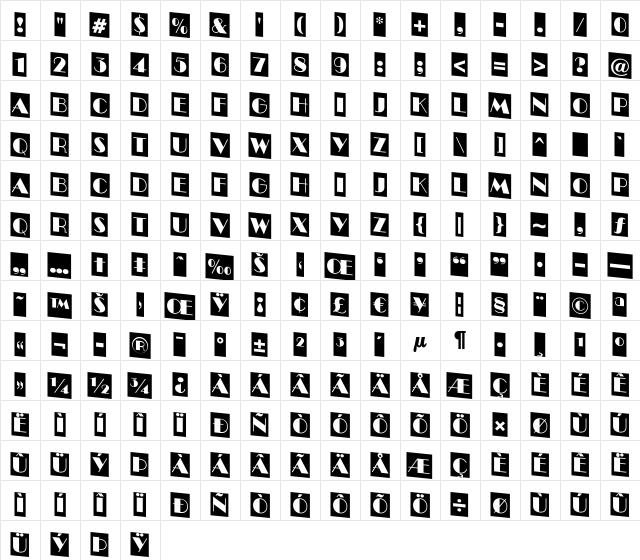 a_BentoCmDn Regular  glyph index