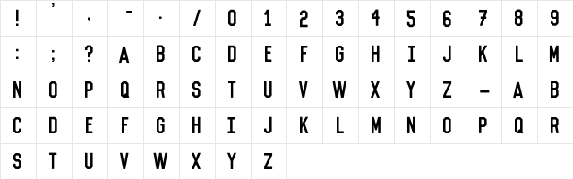 Vincent Regular  glyph index