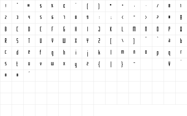 Criminal Narrow  glyph index
