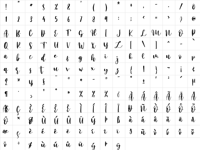 Mango Salsa - Personal Use Regular  glyph index