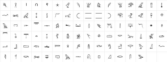 PharaohGlyph Regular  glyph index