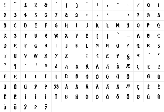 Horton Regular  glyph index