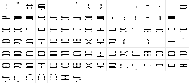 PCLifeQuickStrike Regular  glyph index