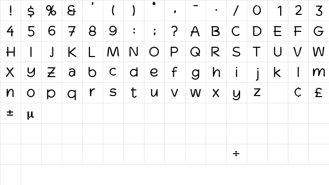 DinkoSSi Bold  glyph index