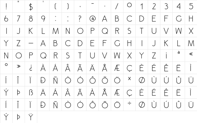 DK Semarang Regular  glyph index