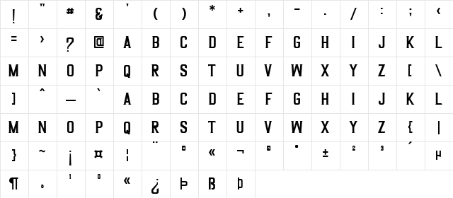 Arcana DEMO Regular  glyph index