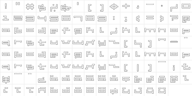 V5 Cuadra2 Outline  glyph index