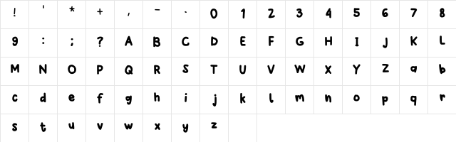 Winkle Regular  glyph index